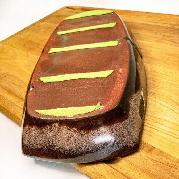 VTG Frankoma Plainsman Brown Tan Ceramic 13” Divided Serving Dish 5QD Ovenproof - Picture 7 of 9